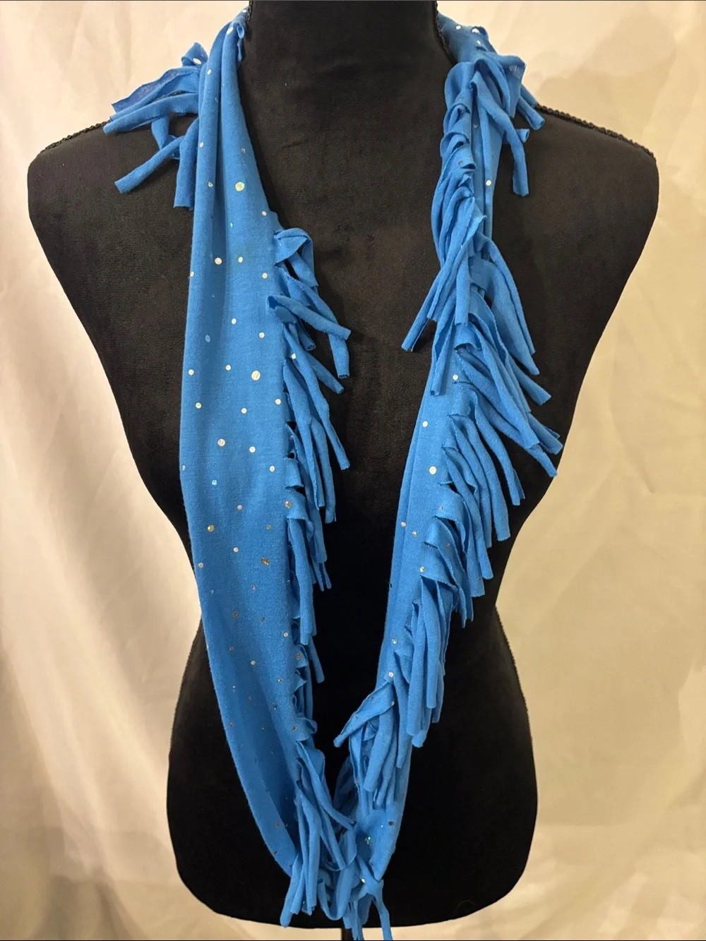 Justice Blue Fringe Tie Necklace with Stud Accents